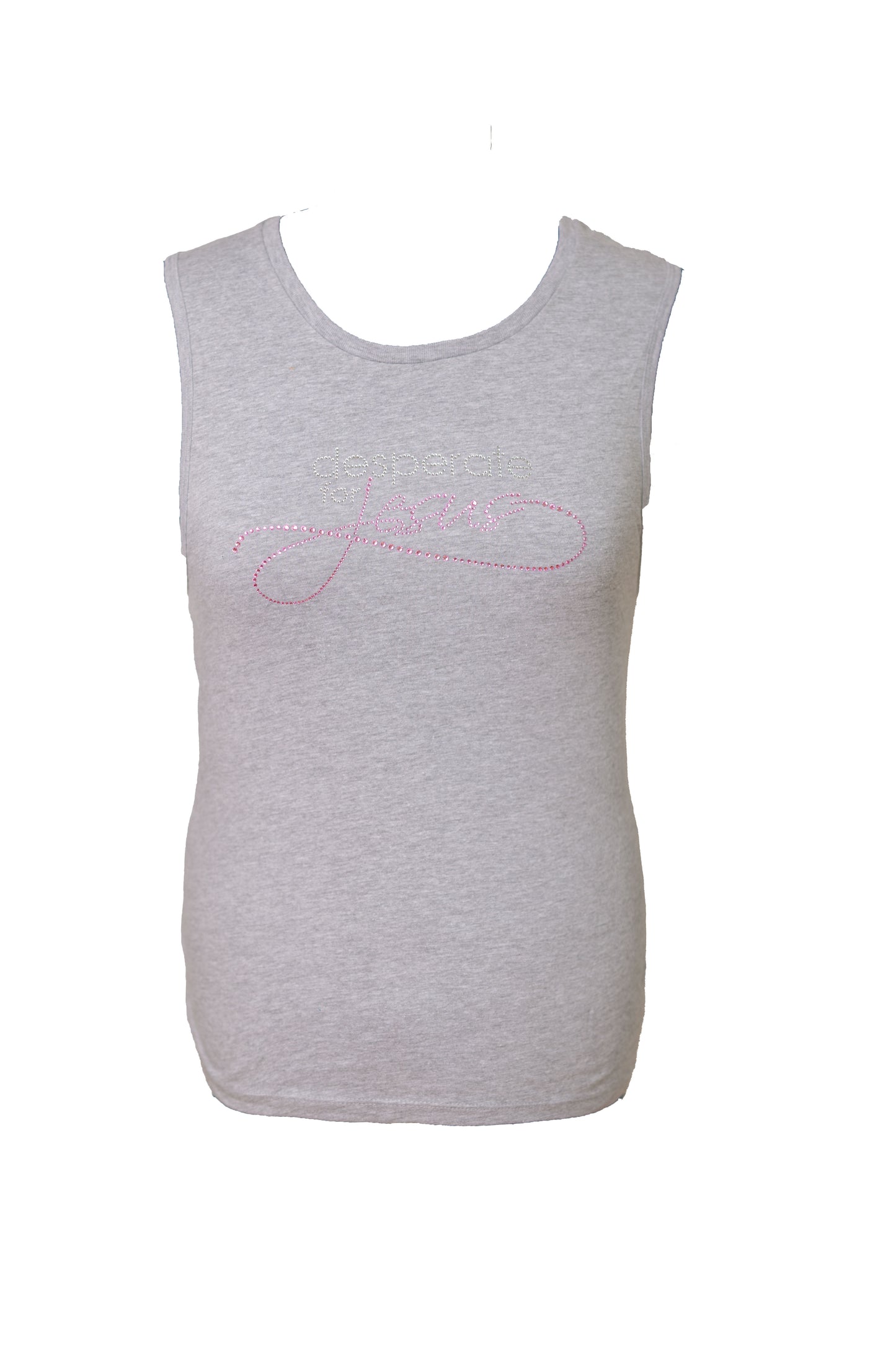 Athletic Heather Tank w/ Crystal & Pink Bling