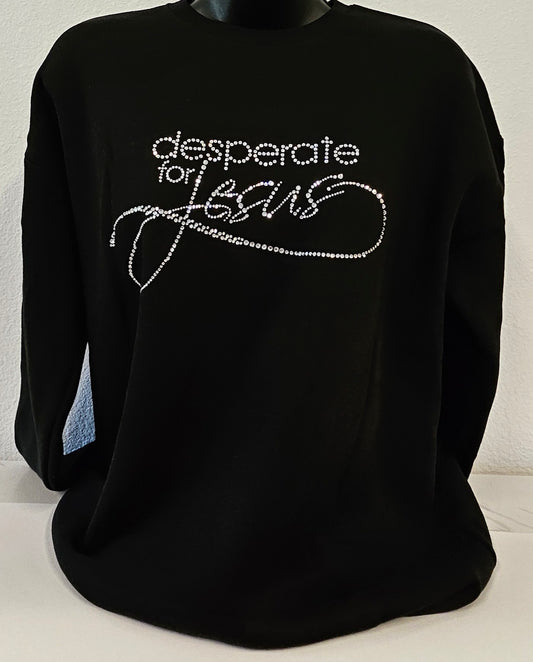 Black Sweatshirt with Crystal Bling