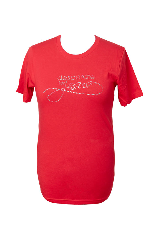 Red Crew Neck w/ Crystal Bling