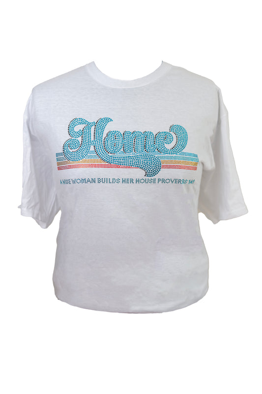 White "Home" Multi-Colored Bling